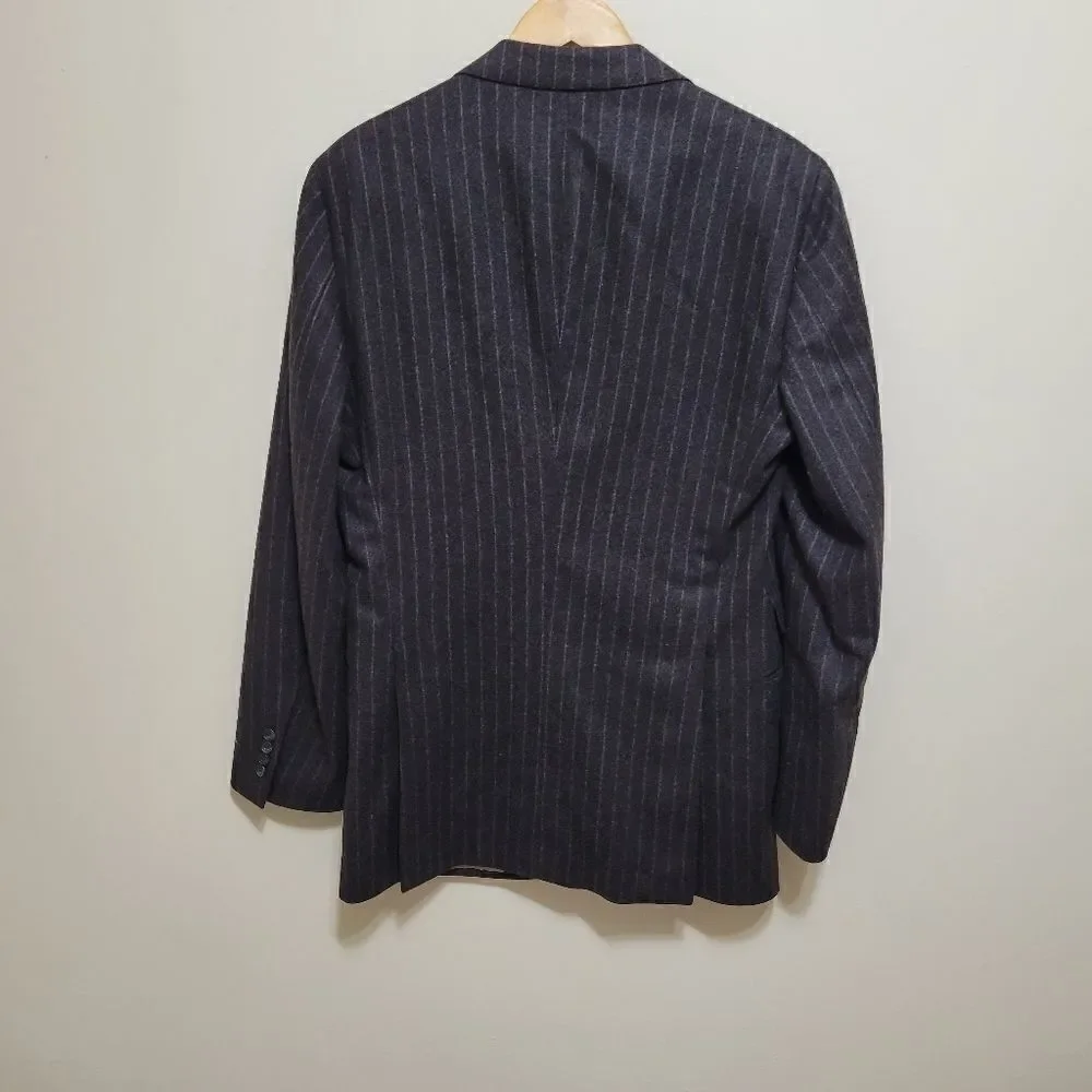 Paul Stuart Wool Blazer Dark Gray Striped Size 41 XL